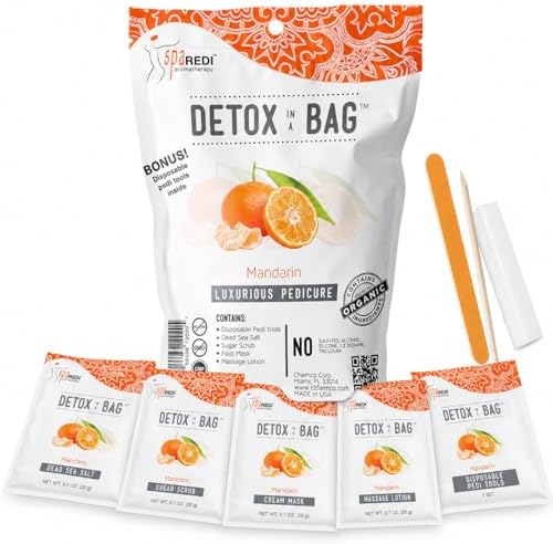 SPA REDI Detox In A Bag Pedicure Kit -Pedicure Massage for Tired Feet, Detoxifies and Refreshes Feet, Invigorating Mandarin by SPAREDI