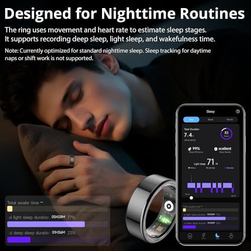 Smart Ring for Women, Health Tracker & 5ATM, COLMI R02. (Black, 12#) - Image 3