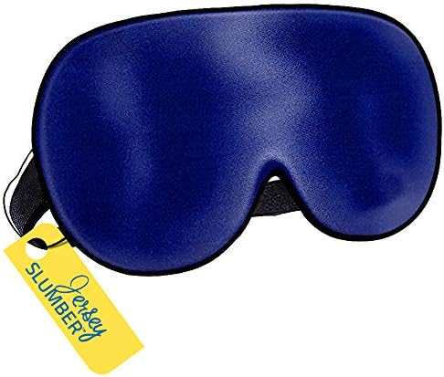 Silk Sleep Eye Mask for Men Women, Comfortable Super Soft Eye Mask with Adjustable Strap, 100% Pure Silk, Blocks Light, Jersey Slumber (Blue, 1 Count (Pack of 1)) by JersySlumber