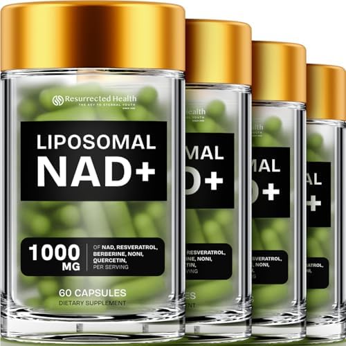 Liposomal NAD Supplement, 500mg NAD+ with Resveratrol, 240 Capsules by ResurrectedHealth
