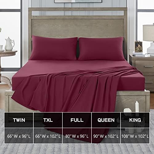 FreshCulture Twin XL Flat Sheet - Hotel Quality Twin XL Flat Sheet Only - Brushed Microfiber Top Sheet - Ultra Soft & Breathable - Wrinkle-Free - Easy Care - Single Flat Sheet (Twin XL, Burgundy) - Image 5