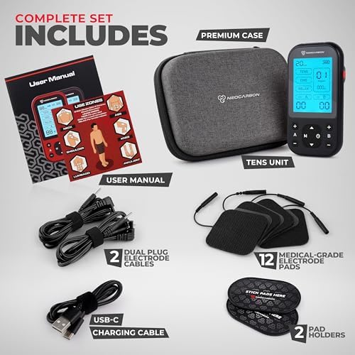 NEOCARBON TENS Unit Muscle Stimulator Pro for Back Pain Relief, Black - Image 4
