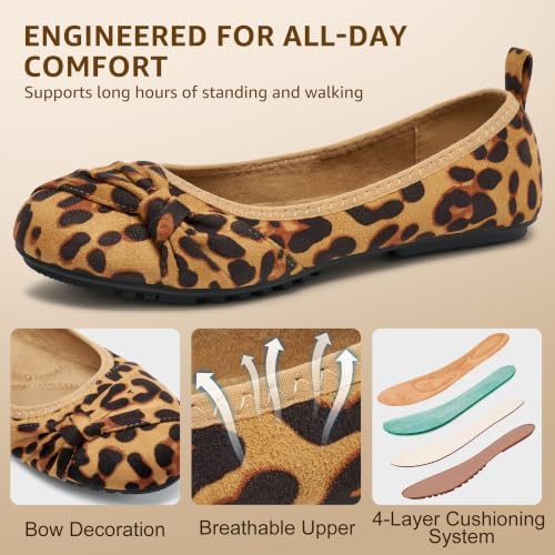 Ecetana Comfortable Ballet Flats for Women: Lightweight Cushioned Foldable Slip-On Work Shoes with Memory Foam - All Day Walking Comfort - Dressy Flats for Office Business - Image 4