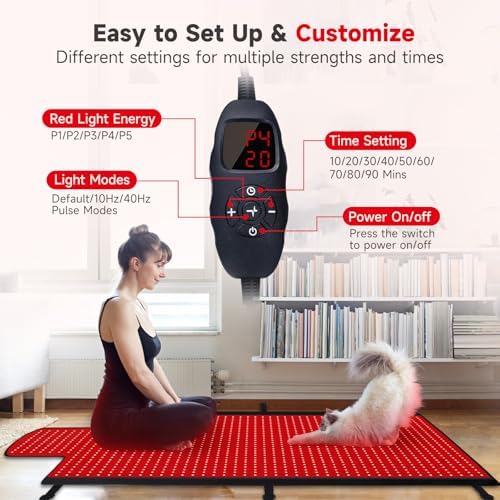 LITDUCK Body Red Light Therapy Mat, Eligible Red Light Therapy Blanket, 2in1 LEDs(660nm& 850nm), Premium Leather, Adjustable Timer & Intensity, 74.6” x 33.3” 2570 LEDs - Image 4