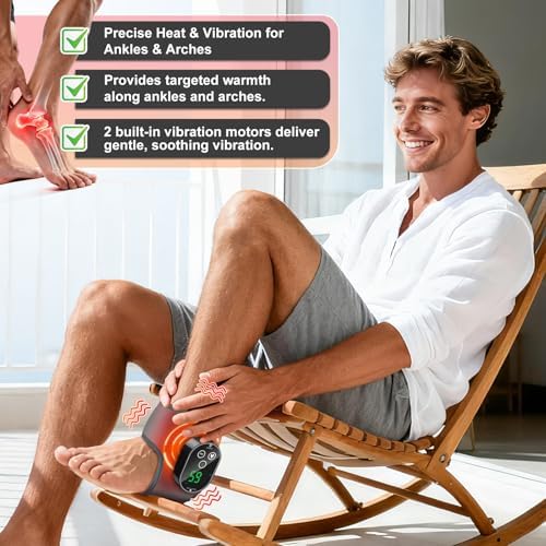 Cordless Ankle Massager for Pain Relief, Heated Ankle Massager, Foot Massager for Neuropathy, Ankle Heating Pad, Foot Heating Pad, Heated Foot Massager, Single One, Grey - Image 3