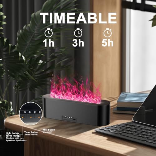 Colorful Flame Fire Diffuser Humidifier, Ultra-Quiet Aroma Essential Oils Aromatherapy Diffusers for Large Room, Bedroom, Office (Timeable, Waterless Auto off-150ml) - Image 3