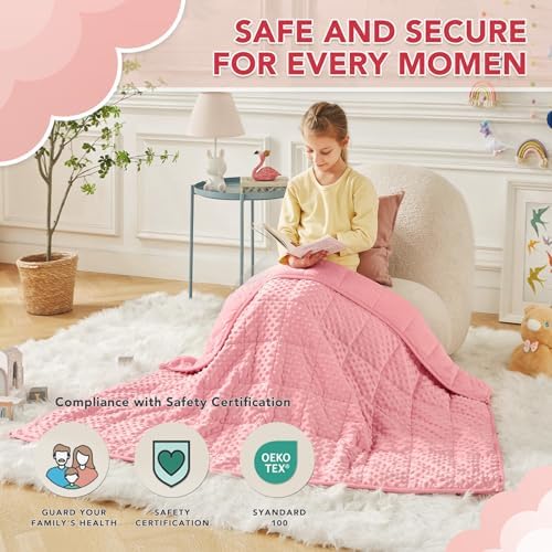 CuteKing Weighted Blanket - Weighted Blanket with Premium Glass Beads - Heavy Blanket Crystal Velvet for Comfort Sleep - Thick Blanket All Season (3lbs, 20"x30", Pink Bubble) - Image 2