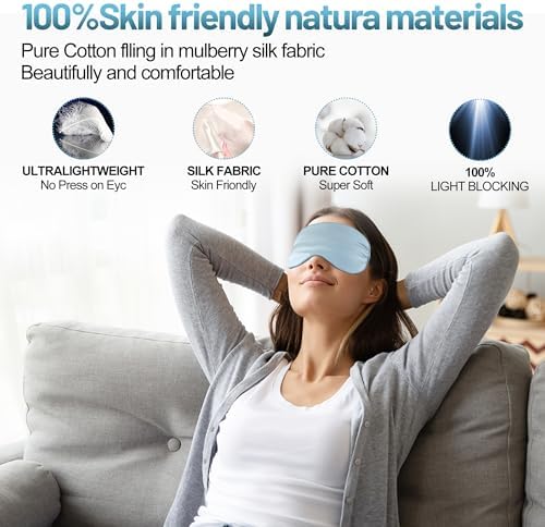 Silk Sleep Mask, Blackout Eye Mask for Sleeping with Adjustable Strap - Image 5