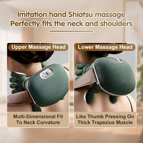 Siasoo Neck Massager With Heat-Wireless Portable Shiatsu Neck and Shoulder Deep Tissue 4D Kneading Back Massage With Fingers,Simulated Human Hand Design Muscle Relax Hand Massager For FathersDay Gifts - Image 3