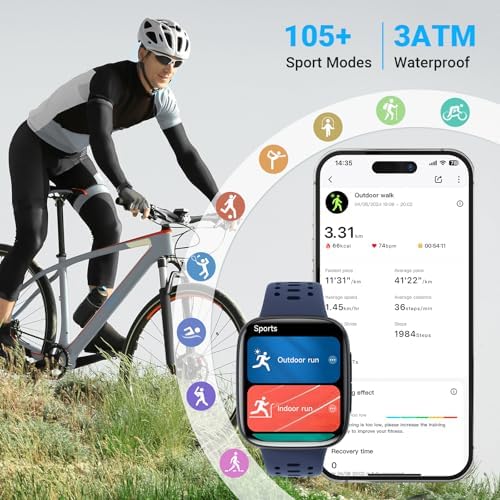 Smart Watches for Women/Men Android iPhone, [1.85" AMOLED Screen] Smartwatch Fitness Tracker 3ATM Waterproof with Bluetooth Calls, AI Control, Heart Rate/SpO2/Sleep Monitor, 7 Days Battery - Image 4