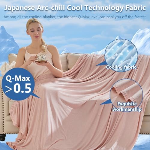 CHOSHOME Cooling Blanket for Hot Sleepers - Summer Blanket Thin Soft Lightweight Breathable Double Side Enhanced Cooling for Hot Flashes, Night Sweats, Bed, Couch (Pink, 90 x 108 inches) - Image 3