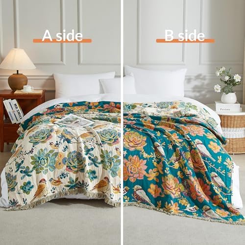 Boho Throw Blanket for Bed 60”x80”, 100% Cotton Blanket for Couch Sofa - Image 2