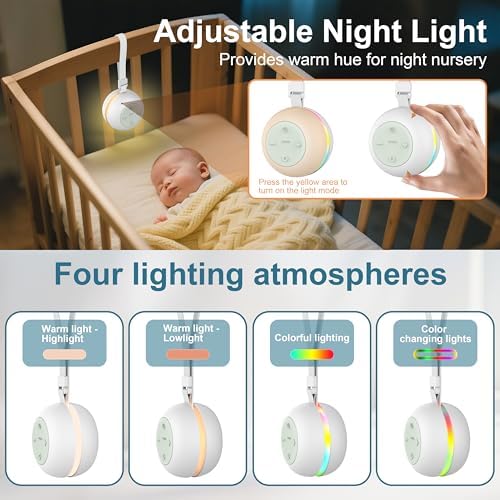 Portable Sound Machine for Baby Kids Adults, USB Rechargeable White Noise Machine with Timer Function,18 Smooth Sounds, 256-Color Changing Mood Light, Memory Function, Sound Therapy for Home, Travel - Image 4