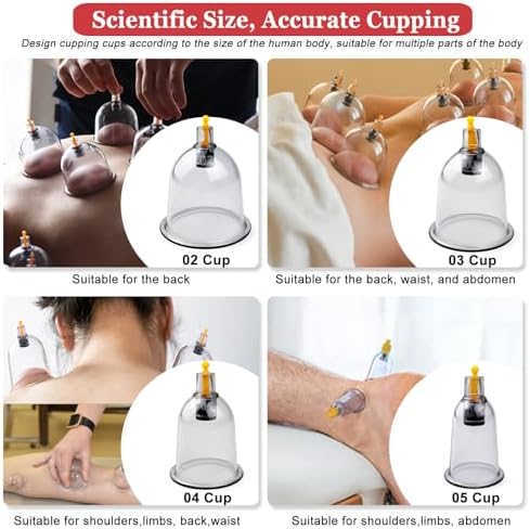 DEFUNX Cupping Set, 19 Cups Cupping Kit for Massage Therapy, Cupping Therapy Set with Pump for Back Massage, Pain Relief, Physical Therapy - Image 3