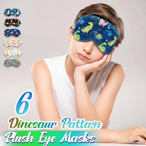 Cuffbow 6 Pack Fuzzy Sleep Masks Plush Eye Mask,Dinosaur,Colorful - Image 4