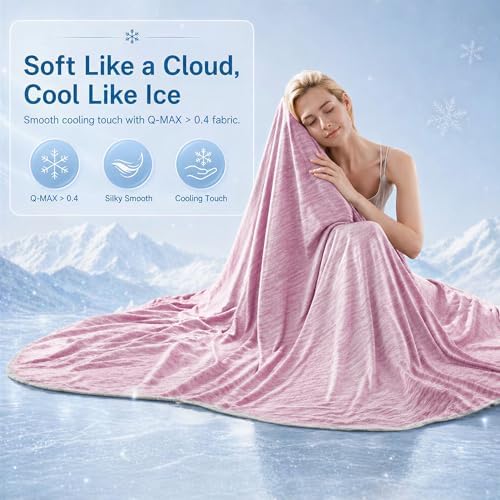 Cooling Blanket for Hot Sleepers - Lightweight Breathable Cool Cold Blanket - Keep Cool for Night Sweats, Soft Thin Ice Throw Blankets for Bed Couch Sofa, (Pink, 50"x70") - Image 4