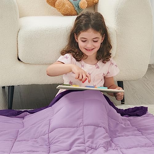 yescool Weighted Throw Blanket 7lbs, 41" x 60", Purple - Image 2