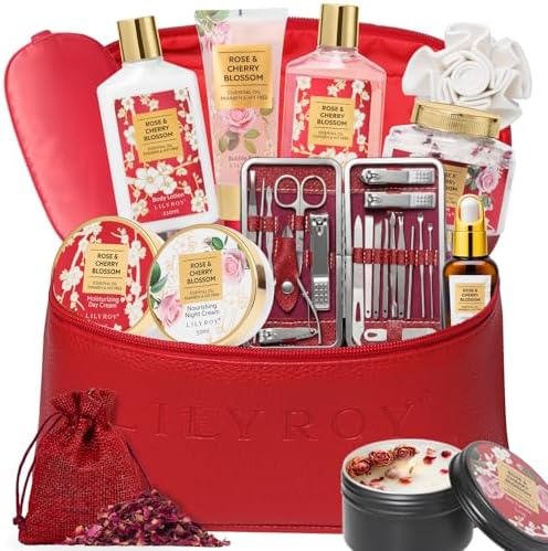 32Pcs Moisturizing Bath and Body Gifts Skin Care Spa Gift Set for Women by LILYROY