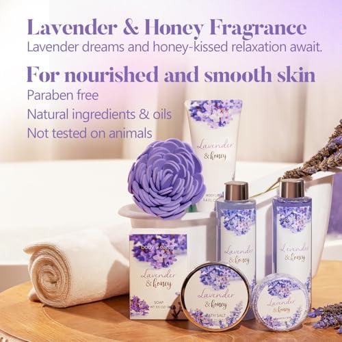 Body & Earth Bath and Body Gift Set - 8 Pcs Lavender Spa Baskets for Women, Spa Kit for Women, Birthday, Holiday, Anniversaries, Christmas Gifts for Her, Mom, Wife, Girlfriend - Image 4