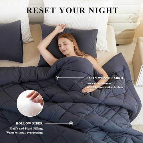 Oversized King Comforter, Super King Comforter Oversized, All Season Soft Quilt Down Alternative Duvet Insert with 8 Corner Tabs(120x98, Grey) - Image 2
