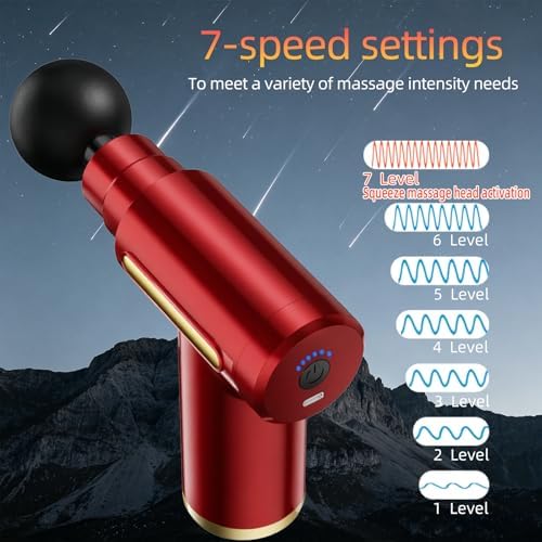Massage Gun, Electric Massager, Suitable for Whole Body to Relieve Fatigue, Replaceable Massage Head Impact Massager, The Best Choice for Gift Giving (Red-720) - Image 3