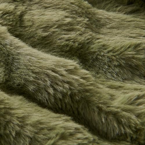 Lotus Karen Faux Fur Throw Blanket Dark Green - 800 GSM Bubble Rabbit Fluff Blanket for Couch Bed Sofa,Softest Fluffy Fuzzy Cozy Blanket,Thick Furry Plush Shaggy Warm Blankets for Women,50x60 Inches - Image 5