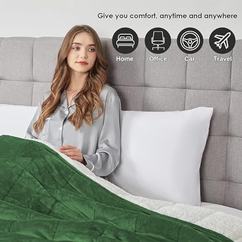 yescool Weighted Blanket for Adults (15 lbs, 60" x 80", Emerald Green) Heavy Blanket for Sleeping Perfect for 140-160 lbs, Queen Size Breathable Blanket with Premium Glass Bead - Image 4