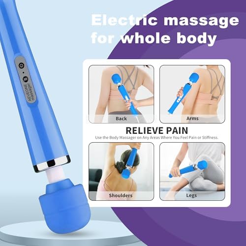 AEVEONE Wired Powerful Handheld Wand Massager, Strong Personal Vibration Massage for Sports Recovery, Back Muscle Aches, Whole Body Pain (Blue) - Image 5