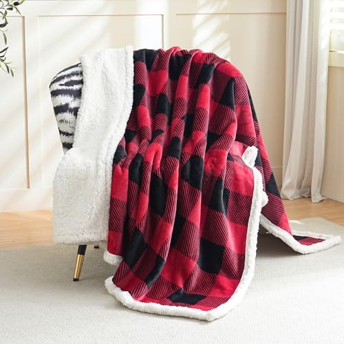 Gracelife Sherpa Fleece Throw Blanket for Couch, Fluffy Plush Warm Fuzzy Blanket for Women and Men, Cozy Thick Soft Twin Blanket for Bed (Red, 60"*80") - Image 5