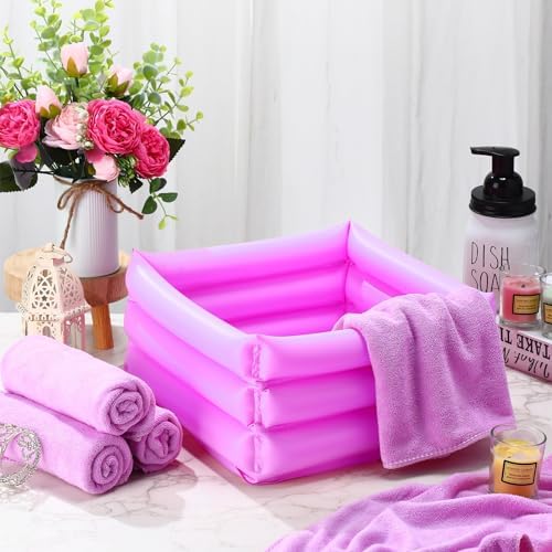 FillTouch 12 Pcs Foot Spa Kit for Girls Kids 12.5''x12.5''x8.3'' Foot Care Bath and 12''x28'' Hand Towels Washbasin Salon Towels Portable for Sleepover Spa Swim Birthday Party Supplies(Light Purple) - Image 5
