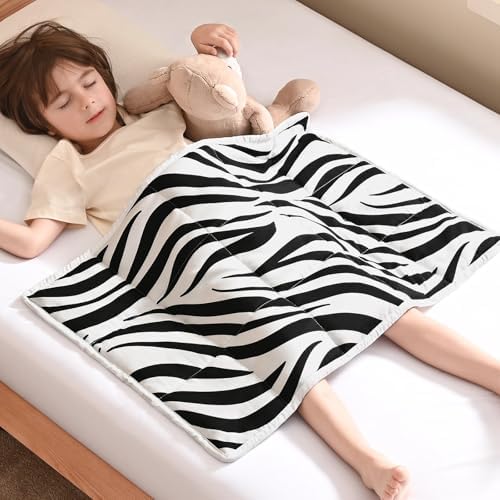 anfie Weighted Lap Pad 2 Pounds, Weighted Blanket(20"*30") Cooling Blanket for Resting,Weighted Throw Blanket for Travel Indoor Outdoor (White Zebra) by anfie