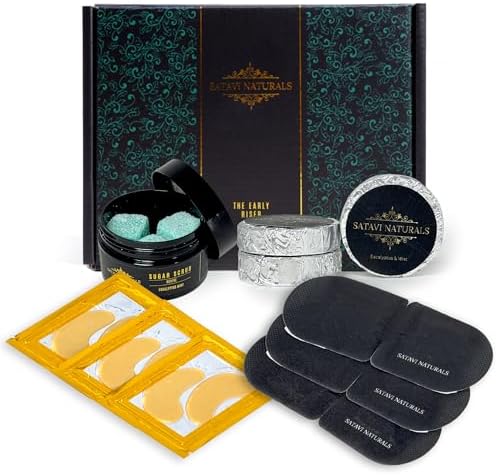 Spa Gift Set for Women – Eucalyptus Mint Aromatherapy Shower Steamers, Sugar Scrub, 24K Gold Eye Masks & Steam Eye Mask | Self Care & Relaxation Gift Box for Stress Relief at Home by SataviNaturals