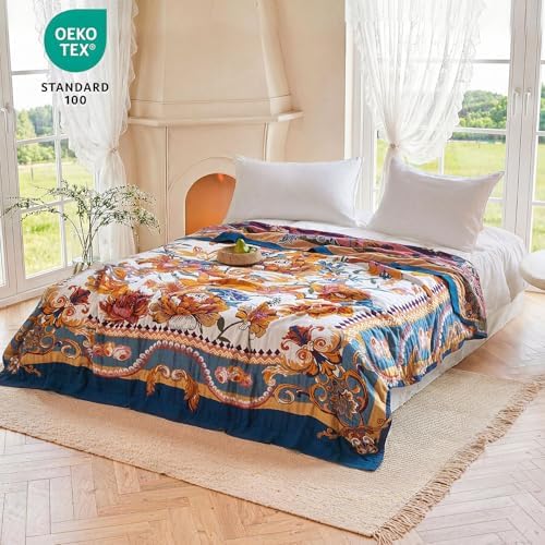 MSGKV Boho Throw Blanket 60"x80" 100% Cotton Victoria Floral Throw for Bed - Image 6