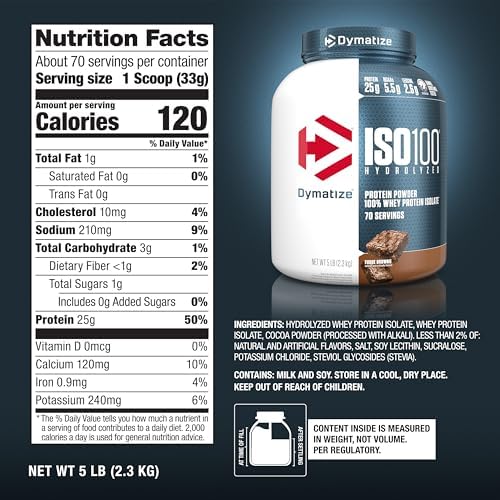 Dymatize ISO100 Protein Powder, 100% Whey Isolate, Fudge Brownie - Image 6