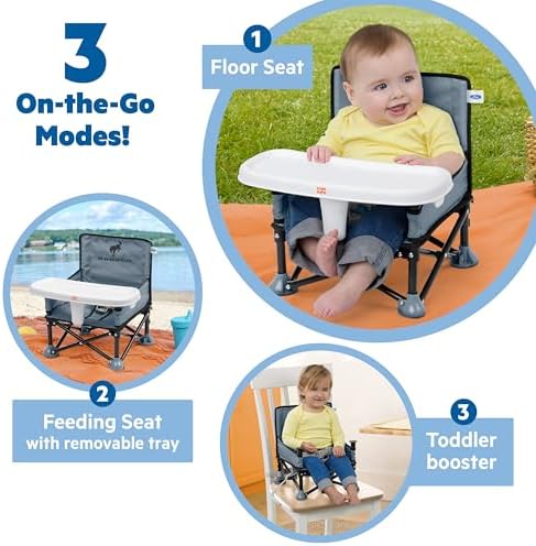 Bright Starts Ford Bronco Pop 'N Sit Portable Booster Chair, Floor Seat, Indoor/Outdoor Use, Compact Fold, Area 51 Color, 6 Mos - 3 Yrs - Image 3