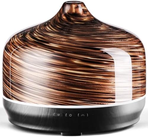 Porseme 500ml Glass Essential Oil Diffuser Aromatherapy Ultrasonic Cool Mist Humidifier 15-21 Running Hours Waterless Auto-Off Air Diffusers for Sleeping Yoga Working Spa(Dark Golden) by Porseme