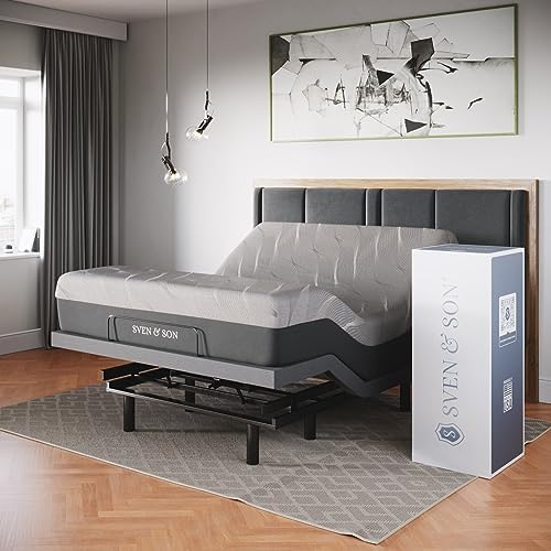 Sven & Son Classic Adjustable Bed Base, Head and Foot Lift, Massage, Under-Bed Lights, USB, Gel Memory, Zero Gravity Smart Frame - Queen + 10 inch Memory Foam Matt (Firm) by Unknown