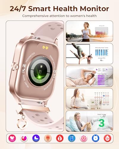 Iaret Smart Watch for Women, 4 Bands 1.85" DIY Dial Smartwatch with Bluetooth Call, Fitness Tracker with 100 Sports Modes Heart Rate Sleep Monitor Pedometer Compatible with iPhone & Android - Image 5