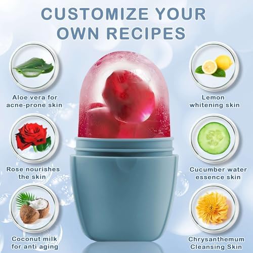 XHJRI Ice Face Roller Massager,Ice Cube Roller for Face, Eyes and Neck Naturally Conditioning and Skin Care,De-Puff Eye Bags,Reduce Migraine Pain,Reusable Massage Silicone Ice Mold (New Blue) - Image 4