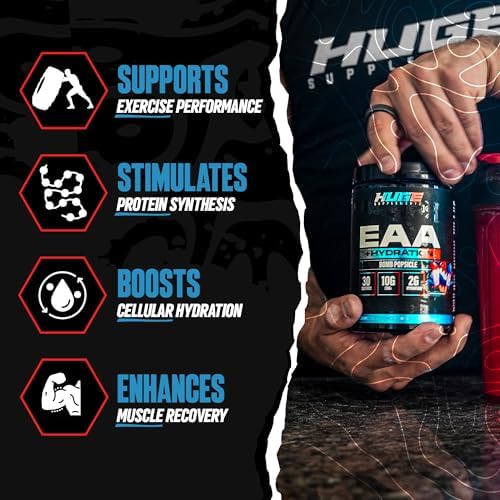 Huge EAA + Hydration, Essential Amino Acids Powder, EAAs & BCAAs, Intra & Post Workout Recovery Powder, Muscle Growth, Recovery & Performance, 10g EAAs & Electrolytes, Bomb Popsicle, 30 Servings - Image 2