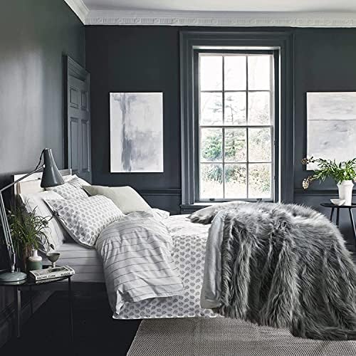 Luxury Faux Fur Blanket King Size, Ultra Big Grey and Black High Pile Mixed Faux Fur Throw Blanket, Oversized Super Warm, Fuzzy, Elegant, Fluffy Decoration Throws for Sofa, Couch and Bed, 104''x 90'' - Image 5