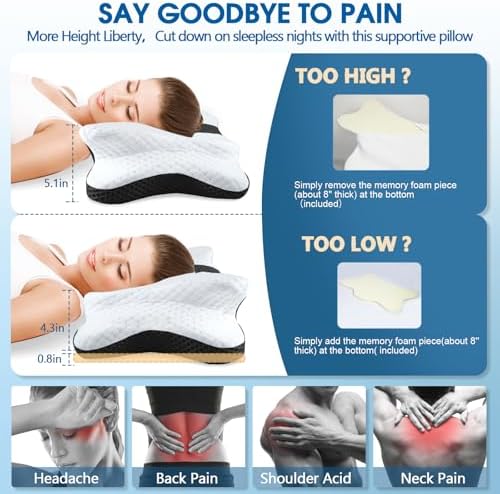 CHxxy Memory Foam Pillows, Cervical Pillow for Neck & Shoulder Pain Relief - Image 3