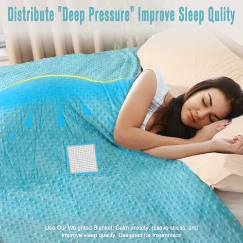 30LB Weighted Blanket for Adults 86"x 90" Aqua Color, 2-Sided Microfiber Blanket with Premium Glass Beads, Cooling & Heating All-Season Thick Blanket - Image 5