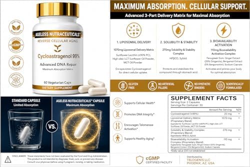 Cycloastragenol 20 mg | Healthy Cellular Aging Support | Advanced Absorption Longevity Supplement | Telomere Support | Third-Party Tested | 30 Servings - Image 5