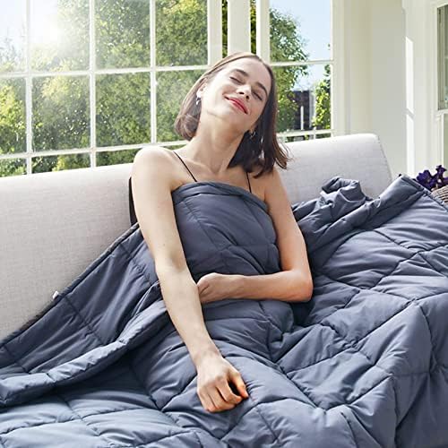 BETU Cooling Weighted Blanket for Adults Twin Size (Dark Grey,48""x72"",20lbs)，Breathable Heavy Microfiber Blanket with Premium Glass Beads All-Season Soft Thick Blanket by BETU