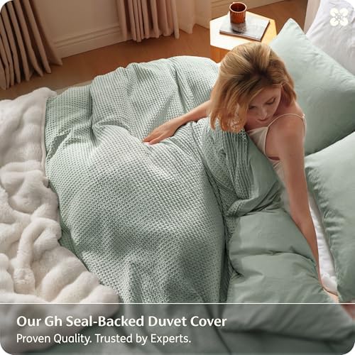 Bedsure PureWoven Cotton Waffle Weave Duvet Cover, King, Duvet Cover Only - Image 2