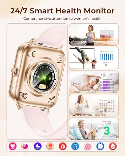 Smart Watch for Women, 30-Day Battery Life, Bluetooth Call (Answer/Make), 1.85" HD Fitness Tracker with Heart Rate Sleep SpO2 Monitor, 100+ Sports Modes, 4 Bands & 2 Charms, Android iPhone Compatible - Image 6