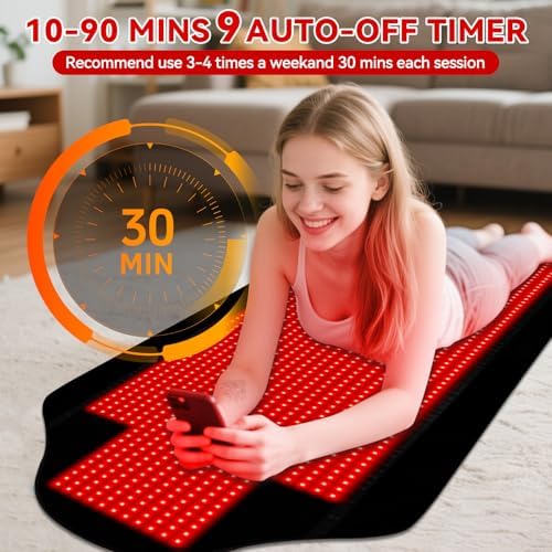 Red Light Therapy Mat, 74"X 33" Red Light Therapy Blanket Full Body, Infrared Bed Full Body Pad,Therapy Heating Pad for Pain Relief Therapy, Improved Sleep - Image 4