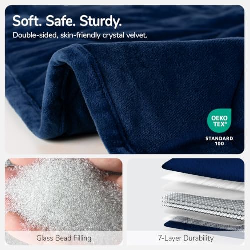 Weighted Blanket for Adults, 10 lbs, 60" x 78" washable Blankets, Navy Blue - Image 6