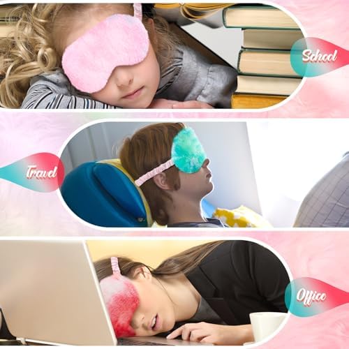 Cuffbow 6 Pack Fuzzy Sleep Masks Plush Eye Mask,Tie Dye,Colorful - Image 5